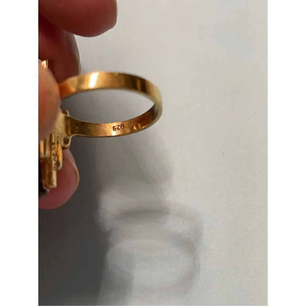Ring 925 sterling cloisonné gold tone